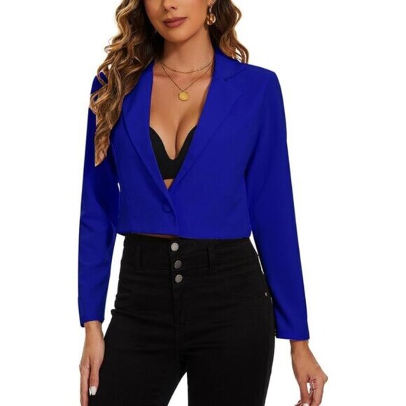 Jackets & Blazers - ⭐ MINTLIMIT Women's Cropped Blazer Notched Lapel Office Jacket Business Casual